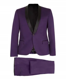 Модный дизайн 2022, сшитый на заказ, куртка + брюки из 2 предметов, мужской костюм, Приталенный фиолетовый блейзер, брюки, деловые Официальные свадебные костюмы от портного