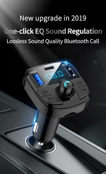 FM-передатчик Quick Charge 3.0, автомобильный Bluetooth, радиомодулятор FM 5.0, автомобильный комплект TYPE-C, автомобильное зарядное устройство с двумя USB, MP3-плеер с громкой связью
