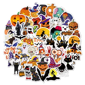 50 шт. / упак. Наклейки с изображением Призрака на Хэллоуин, сделай САМ, Игрушечный автомобиль, Гитара, Багаж, Наклейка с граффити