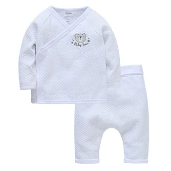 Комплект одежды для мальчика Kavkas, 2 предмета, топ + брюки, хлопковая одежда с длинными рукавами для новорожденных девочек 0-6 месяцев, белая верхняя одежда
