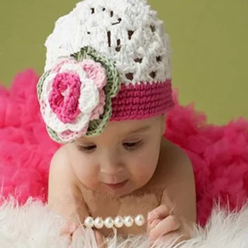 Вязаная шапочка Sweet Princess Colors Flowers для маленьких девочек 0-3 м, детская шапочка ручной работы крючком, бутик-реквизит для фотосъемки 1 шт.