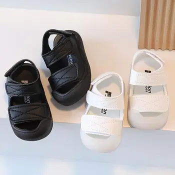 2023 Спортивные дышащие сандалии Для мальчиков и девочек, Летние сандалии для малышей на мягкой подошве с противоударным носком, детская нескользящая пляжная обувь