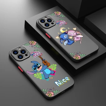 Disney Stitch Love Для Apple iPhone 14 13 12 11 XS Mini Pro Max 8 7 6S 6 XR X Plus Матовый Полупрозрачный Чехол Для Телефона